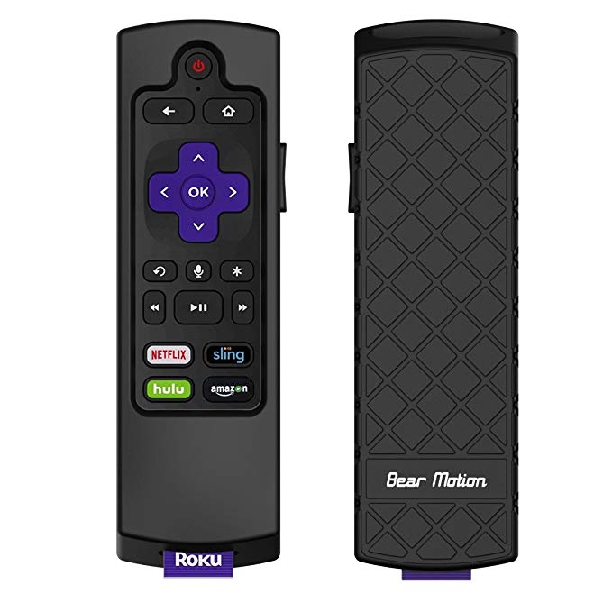 Bear Motion Case for Roku 2017 Remote Controller - Silicone Shock Resistant Cover for Ruko 2017 Remote Controller (Streaming Stick/Stick   / Express 2017, Black)