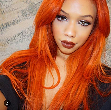 Orange Color Kanekalon Fiber 13×6 Inch Lace Real Natural For Women–Soft&Smooth, Straight Lace Front Wig,Elastic Straps,Comfortable & Adjustable For Perfect Fit –1002F# Blonde 250D 22"