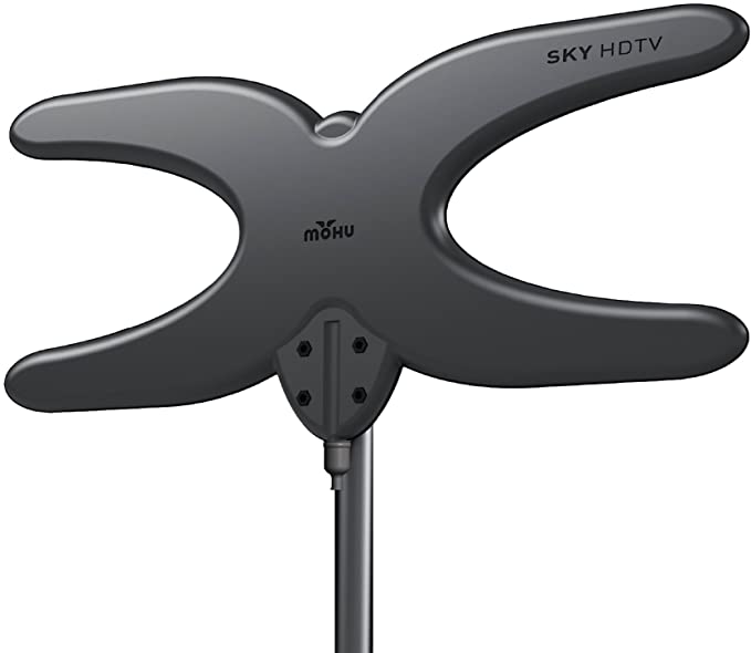 Mohu Sky 60 TV Antenna Outdoor Amplified 75 Mile Range Durable Lightweight Mount Kit Included Roof or Attic 4K-Ready (MH-110958)