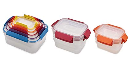 Joseph Joseph 96015 Nest Lock Plastic Food Storage Container Set with Lockable Airtight Leakproof Lids, 22-Piece, Multicolored