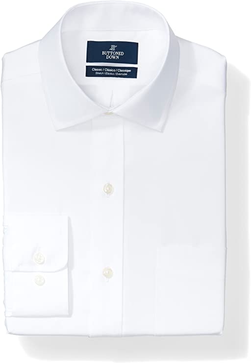 Amazon Brand - Buttoned Down Men's Classic Fit Spread-Collar Stretch Non-Iron Dress Shirt