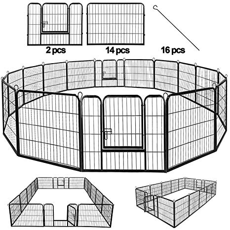 BestPet Dog Pen Extra Large Indoor Outdoor Dog Fence Playpen Heavy Duty 16/8 Panels 24 32 40 Inches Exercise Pen Dog Crate Cage Kennel
