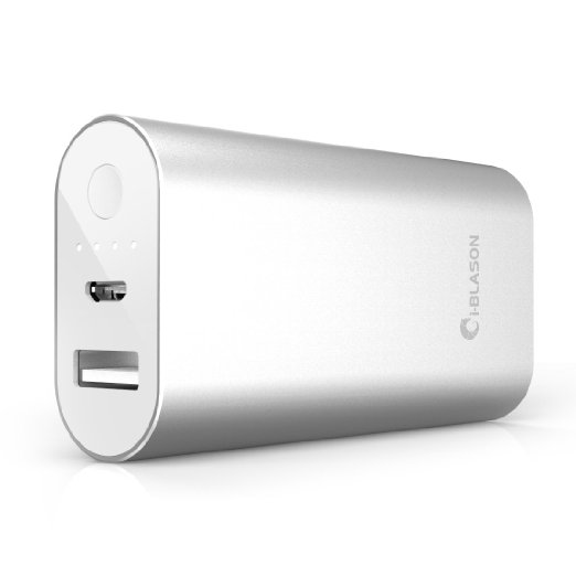 iPhone Battery, i-Blason® Aero 5200 mAh Ultra Compact External Battery Portable USB Charger Power Bank - Intelli-ChargeTM Wide Compatibility, Fast Charging, High Capacity - For Apple iPhone 6 Plus 5s 5c 5 Samsung Galaxy S5 S4 Active Mini, Note 3 4 Pro Edge, LG G3 G2, Nexus 6 5 4, HTC One M8, MOTO X X 1, PS Vita and More (Silver)