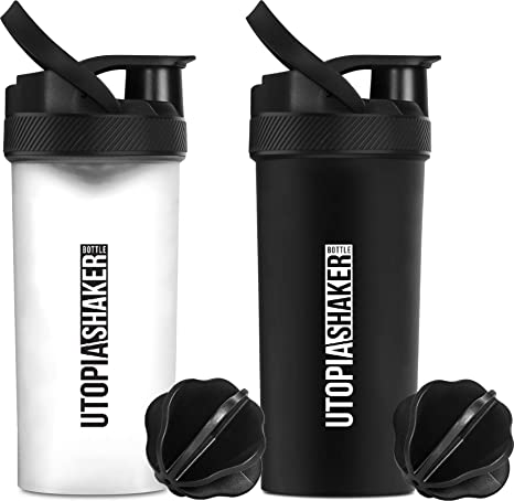Utopia Home [2-Pack] 28-Ounce Fitness Sports Classic Protein Mixer Shaker Bottle-BPA Free & Leakproof