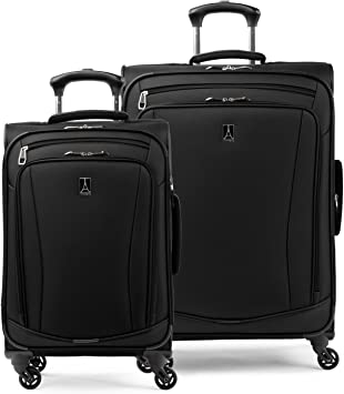 Travelpro Runway 2 Piece Luggage Set, Carry-on & Convertible Medium to Large Check-in Expandable Luggage, 4 Spinner Wheels, Softside Suitcase, Men and Women, Black