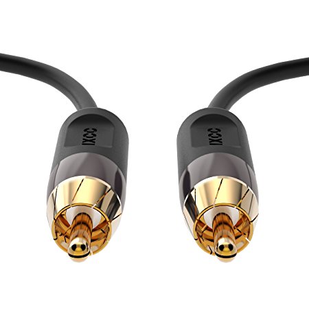 RCA Subwoofer Cable, iXCC 6 Feet Dual Shielded Gold-Plated RCA Male to RCA Male Stereo Audio Cable Connectors