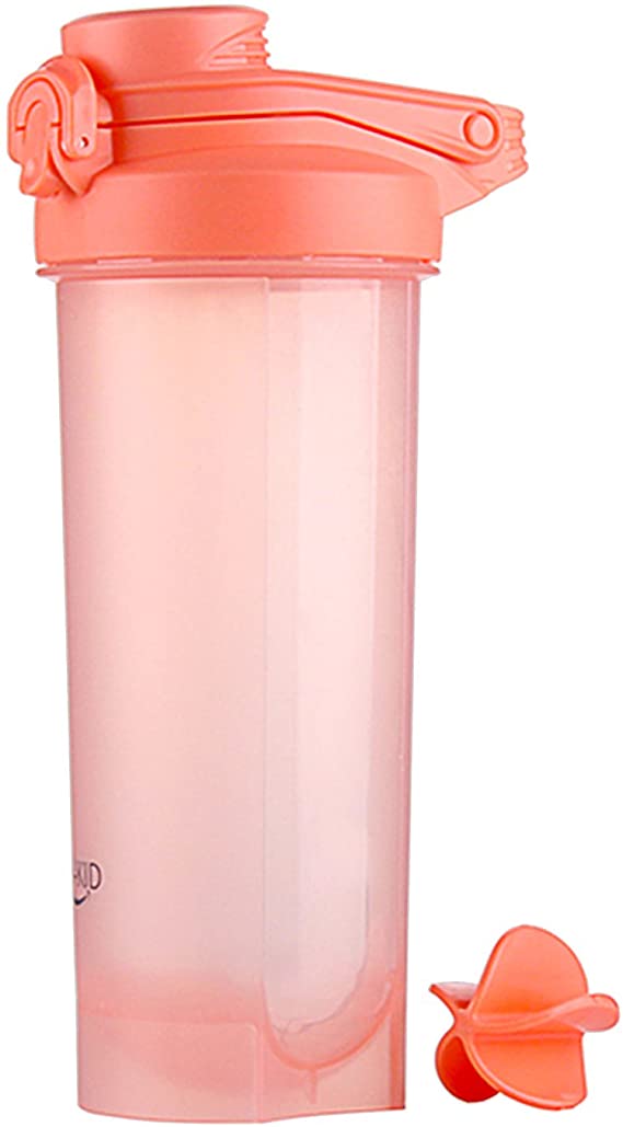 GTI Shaker Bottle - Fitness Sports Classic Protein Mixer Shaker Bottle, BPA Free, Auto-Flip Leak-Proof Lid, Handle and Mixing Ball Included - 24 Ounce, Pink.