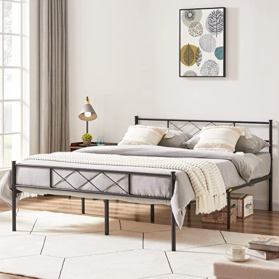 VECELO Metal Platform Bed Frame Mattress Foundation with Headboard & Footboard, NO Boxing Spring Needed, Heavy-Duty Support, Easy Assembly (Full)