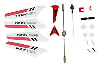 SYMA Wheel Gear Set Wings Tail Props Balance Bar Full Replacement Parts Set for Syma S107 RC Helicopter(Set of 19,Red)