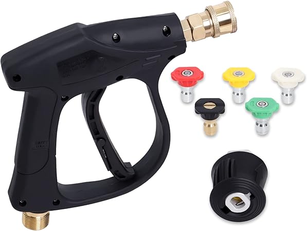 High Pressure Washer Gun Handle Compatible with Karcher, 1/4" Quick Connector & Adapter with 5 Water Nozzle for Car Cleaning by Poweka