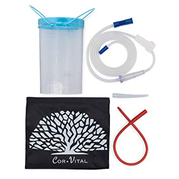 Best Enema Bucket 40 fl oz with LID KIT. Reusable Non-Toxic for Home Coffee Water Colon Cleansing Detox Enemas. Includes Nozzle and Red Tube, Free eBook Instructional Video and Bag
