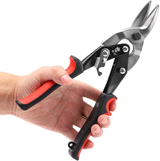 Aviation Snip - Left Tin Snips Cutting Metal Shears with forged tooth-ripple Blade & Power Comforter Grips Hand Tools