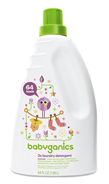 Babyganics 3x Baby Laundry Detergent, Lavender, 64oz Bottle