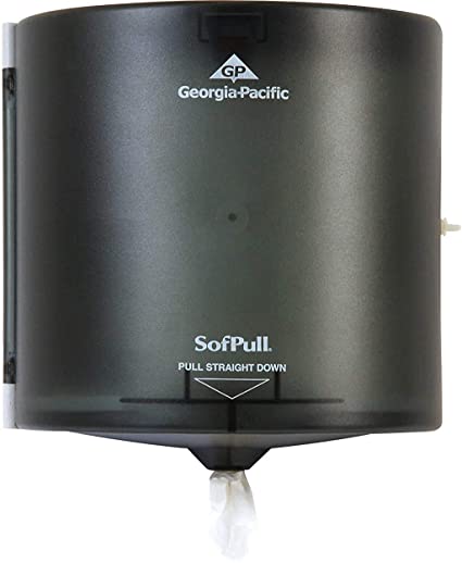 SofPull Large High-Capacity Centerpull Paper Towel Dispenser by GP PRO (Georgia-Pacific), Translucent Smoke, 58201, 1 Dispenser, 10.875” W x 10.375” D x 11.5” H
