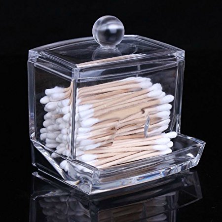 Cosmos ® Clear Acrylic Cotton Swabs Cotton Ball Cosmetics Holder Box Organizer