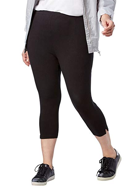 Woman Within Women's Plus Size Stretch Cotton Capri Legging