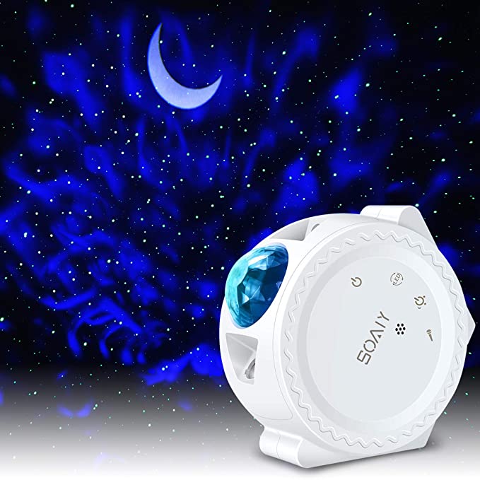 Star Night Light Projector, 3 in 1 Moon Star Water Pattern LED Laser Projector Light With 6 Lighting Show, Voice Control, Timer, UL Adapter, Galaxy Blisslights Sky Lights For Bedroom, Game Room, Party