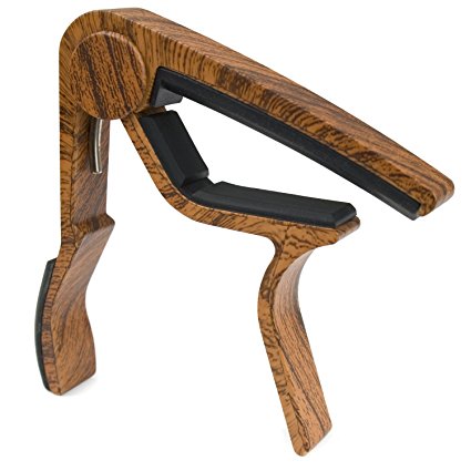 Tiger Trigger Capo with a Dark Wood Finish - Wooden Finish Guitar Capo - Suitable for Acoustic, Electric and Bass Guitar