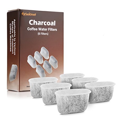 Sekmet Replacement Charcoal Water Filters for Cuisinart Coffee Makers 6-Pack