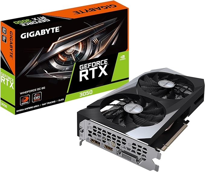 GIGABYTE GeForce RTX 3050 WINDFORCE OC 8G Graphics Card, 2X WINDFORCE Fans, 8GB GDDR6 128-bit GDDR6, GV-N3050WF2OC-8GD Video Card