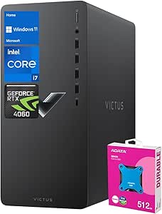 HP Victus 15L i7 RTX 4060 Ultimate Gaming Desktop, Intel i7-14700F (Beats i9-12900F), GeForce RTX 4060, 64GB RAM, 2TB SSD, RJ-45, DisplayPort, Wi-Fi 6, W11H, Black Bundle with Adata 512 External SSD