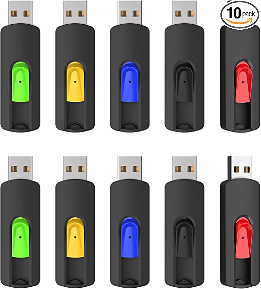 16GB USB 3.0 Flash Drive 10 Pack USB Flash Drives Thumb Drive Jump Drive MONGERY Retractable Slide Zip Drive Memory Sticks Data Storage for PC, Mac (5 Mixed Colors)