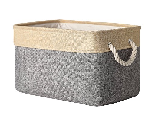 TheWarmHome Collapsible Rectangular Fabric Storage Bin Organizer Basket with Handles for Clothes Storage,Toy Organizer,Pet Toy Storing,Grey