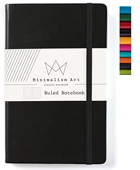 Minimalism Art | Classic Notebook Journal, Size: 5" X 8.3", A5, Black, Ruled/Lined Page, 240 Pages, Hard Cover/Fine PU Leather, Inner Pocket, Quality Paper - 80gsm | Designed in San Francisco