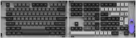 Akko Keycaps, Black&Silver 197-Key ASA Profile PBT Double-Shot Keycap Set for Mechanical Keyboards with Mac and ISO Enter Keys with Collection Box