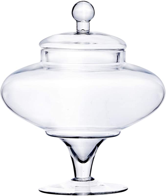 CYS EXCEL Glass Apothecary Jar. H-13.5", Body-11" Decorative Candy Buffet Jar, Elegant Glass Storage Container