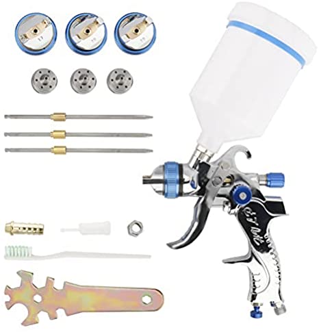 HVLP Gravity Feed Air Spray Gun with 3 Nozzles 1.4mm 1.7mm 2.0mm, Air Paint Kits with 600cc Cup for Car/Home Domestic/Industrial Primer, Furniture Surface Painting, Coatings Spraying