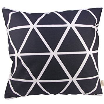 HOSL® Cotton Linen Throw Pillow Case Decorative Cushion Cover Pillowcase - Black&White Geometry Polyester Square 18"