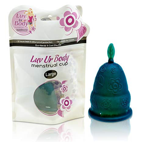 Luv Ur Body Menstrual Cup – Eco Friendly, Soft, Flexible, Firm and Hypoallergenic FDA Approved Medical-Grade Silicone – Prevent Shafting Rashes Reduce Menstrual Cramps