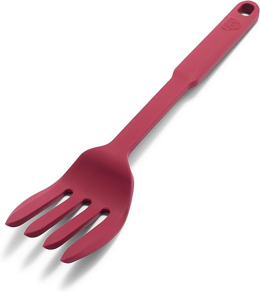 GreenLife Cooking Tools and Utensils, 10-in-1 Silicone Fork to Stir Mix Mash and Scrape, Heat and Stain Resistant, Dishwasher Safe, Red
