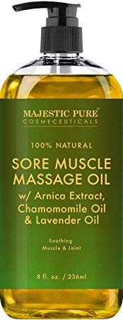 Arnica Sore Muscle Massage Oil for Joints and Muscles by Majestic Pure - Soothe Sore, Tired Muscles, Nourishing and Hydrating, 8 fl. oz.