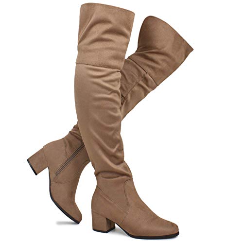 Premier Standard - Women's Over The Knee Stretch Boot - Trendy Low Block Heel Shoe - Sexy Over The Knee Pullon Boot