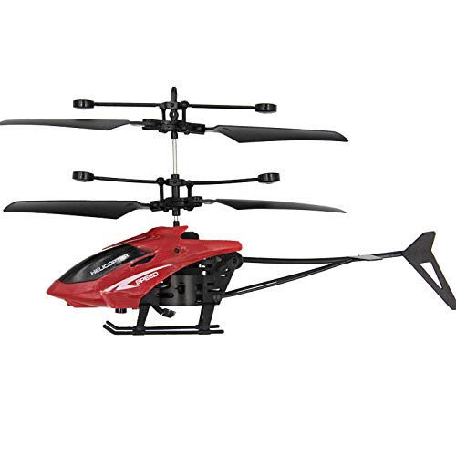 Flying Mini RC Infraed Induction Helicopter Aircraft Flashing Light Toys for Kid USB Charged Airplanes Birthday Present Xmas Gift (Red)