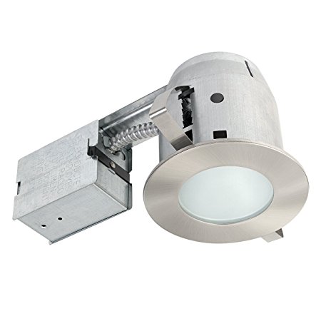 Globe Electric 90664 4" Bathroom Shower Dimmable Downlight Recessed Lighting Kit, Round Tempered Frosted Glass, Easy Install Push-N-Click Clips