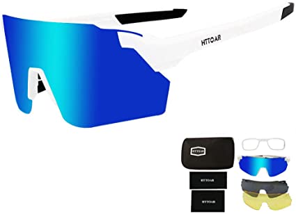 Cycling Glasses Sports Sunglasses with 3 Interchangeable Lenes for Men Women