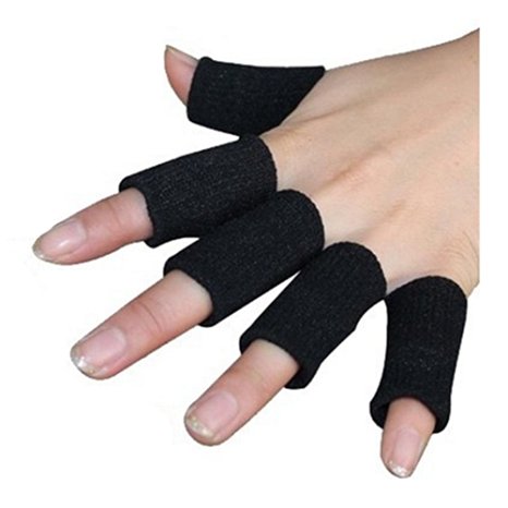 Luniquz 10pcs/set Sports Elastic Finger Sleeve Protector,Finger Supports,Finger Braces/Bands -Black