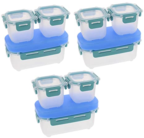 Rubbermaid Lunch Blox Snack Kit - 3 Pack of Lunch Box Food Containers - Comes with 1 Ice Pack, 2 Small, and 1 Long Container - Great for Kids Snacks, School Lunches, and Adult Meal Prep - Blue