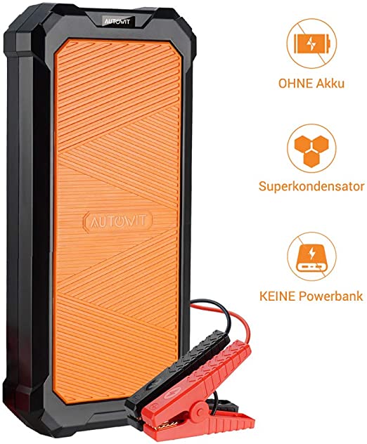 autowit SuperCap 2 Car Jump Starter, 800A Peak 12V Portable Battery-less Car Booster (Up to 7.0 L Gas or 4.0L Diesel Engine), Built-in Supercapacitor, No Pre-charging Required, High security