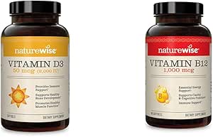 NatureWise Vitamin D3 2000iu 360 Count and Vitamin B12 1000mcg 60 Softgels for Energy, Immune Support and Healthy Muscle Function