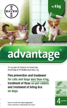 Advantage 40 mg Spot-On Solution for Small Cats, Small Dogs and Pet Rabbits (up tp 4kg)