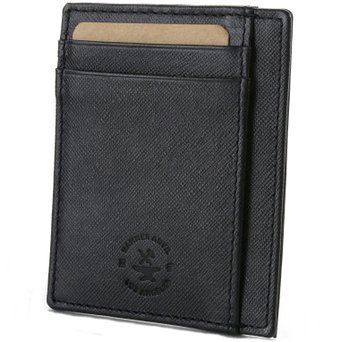 Hammer Anvil RFID SAFE Mens Genuine Leather Minimalist Money Clip Front Pocket Wallet