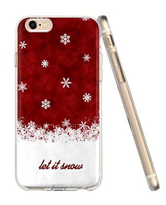 iPhone 6S Case (2015 Model),iPhone 6 Cover (2014 Model) UKASE Let It Snow - White Snowflakes Red Background for Apple Phone 6 6S (4.7 inch Screen)