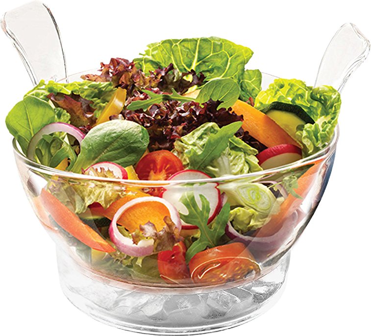 VeBo Salad Bowl On Ice with dividers and utensils