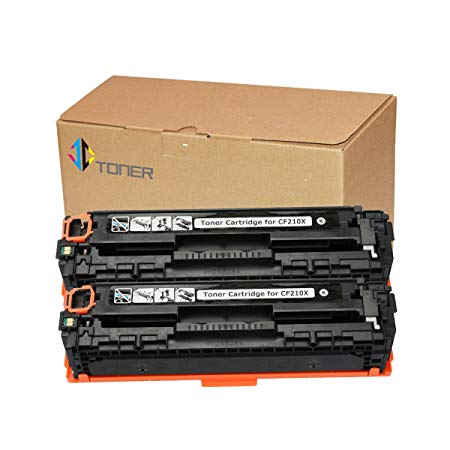 JC Toner Compatible for 131X 131A CF210A CF210X Toner Cartridge use with Laserjet Pro 200 Color M251nw M251n; MFP M276nw; imageCLASS MF8280Cw LBP7110Cw Printer(Black-2 Pack)