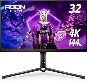 AOC Agon PRO AG324UX 32'' Gaming Monitor, 4K UHD Resolution, 144Hz 1ms, USB-C Docking, Built-in KVM, DisplayHDR 400, Console Gaming Ready, PS5/Switch/Xbox; Light FX, DTS Speakers; Height Adjustable