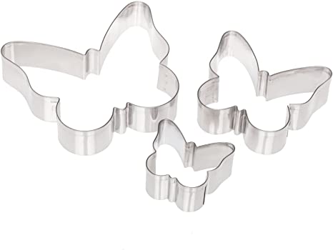 Ateco Plain Edge Butterfly Cutter Set in Assorted Sizes, Stainless Steel, 3 Pc Set